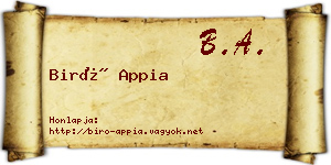 Biró Appia névjegykártya